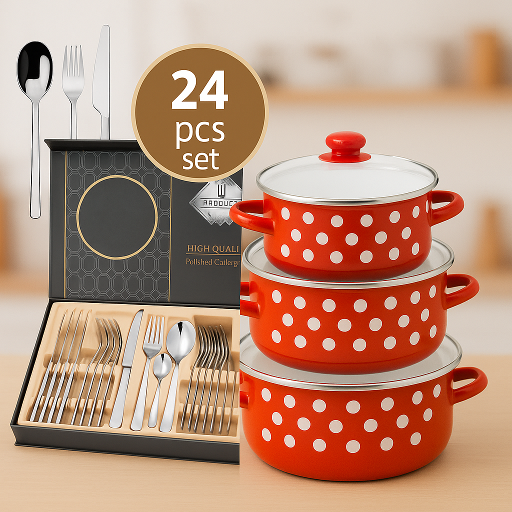 PRIBOR ZA JELO+RETRO ŠERPE SET