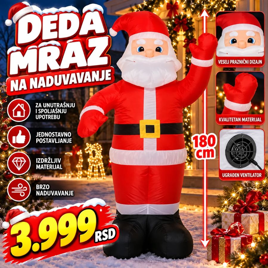 DEDA MRAZ NA NADUVAVANJE- 180 cm