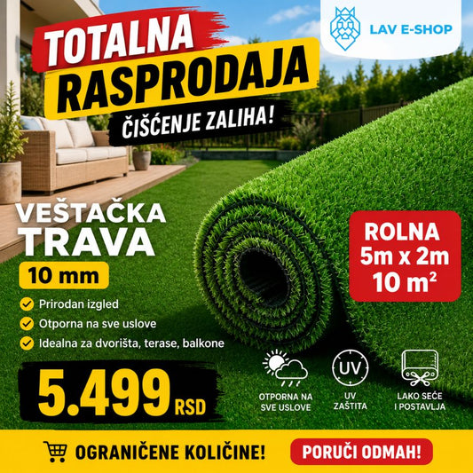 VEŠTAČKA TRAVA 10 mm/ROLNA 5M*2M