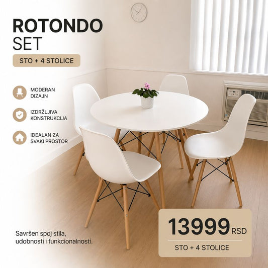 SET ROTONDO + 4 STOLICE
